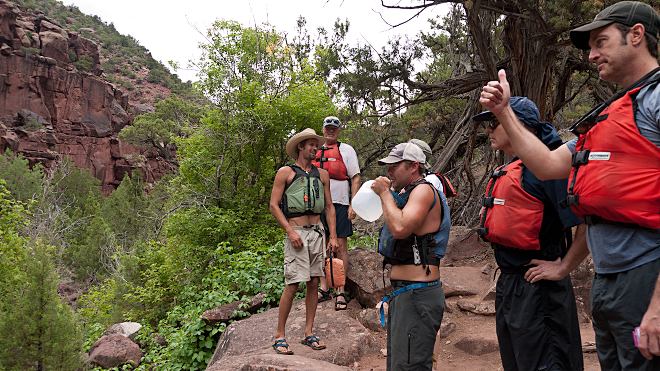 Scouting Triplet Rapid, Lodore Canyon, Colorado