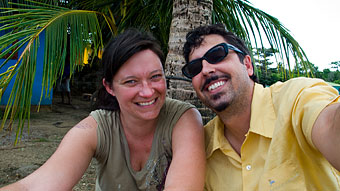 Corrinne and I waiting on the boat in Big Corn Island