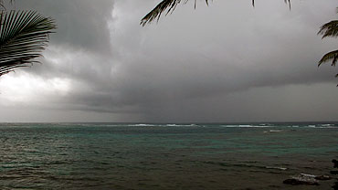approaching storm, little corn island, nicaragua