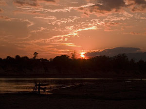 Sunset over the Sekong River, Laos