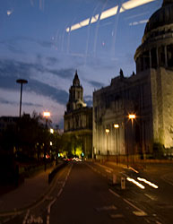 London at night from the bus