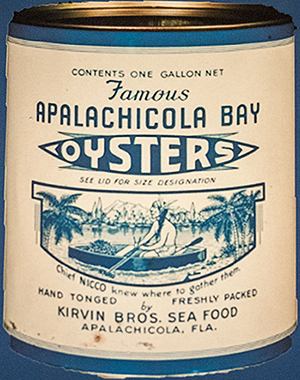 One gallon can of Apalachicola Oysters.