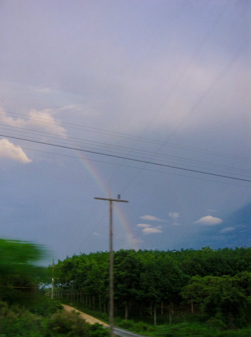 view from window of a train, Thailand photographed by luxagraf