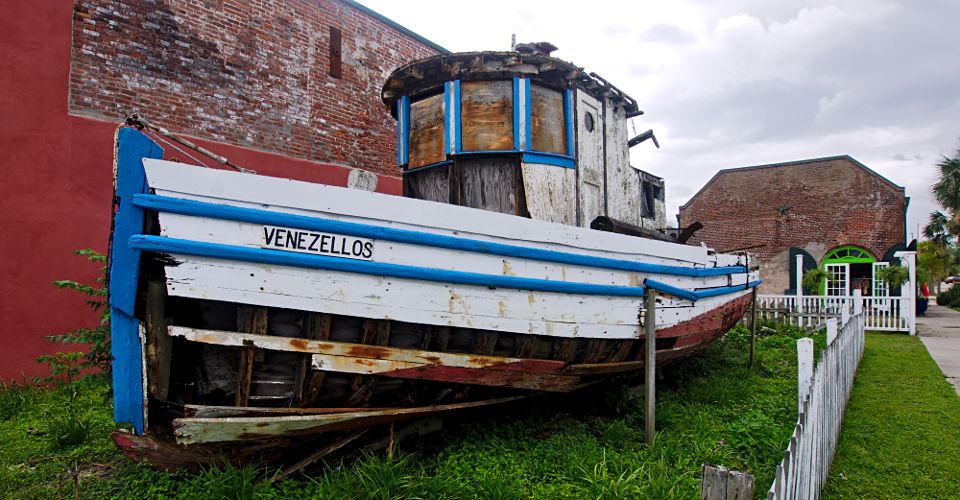 Old, rotting oyster boat, Apalachicola FL.