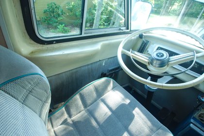 1969 Dodge Travco driver's side cockpit photographed by luxagraf