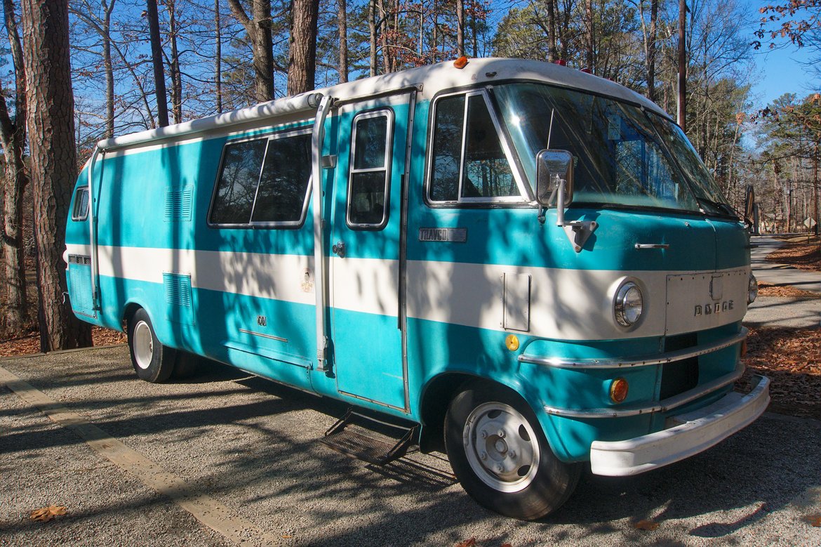 1969 Dodge Travco at Fort Yargo State Park photographed by luxagraf