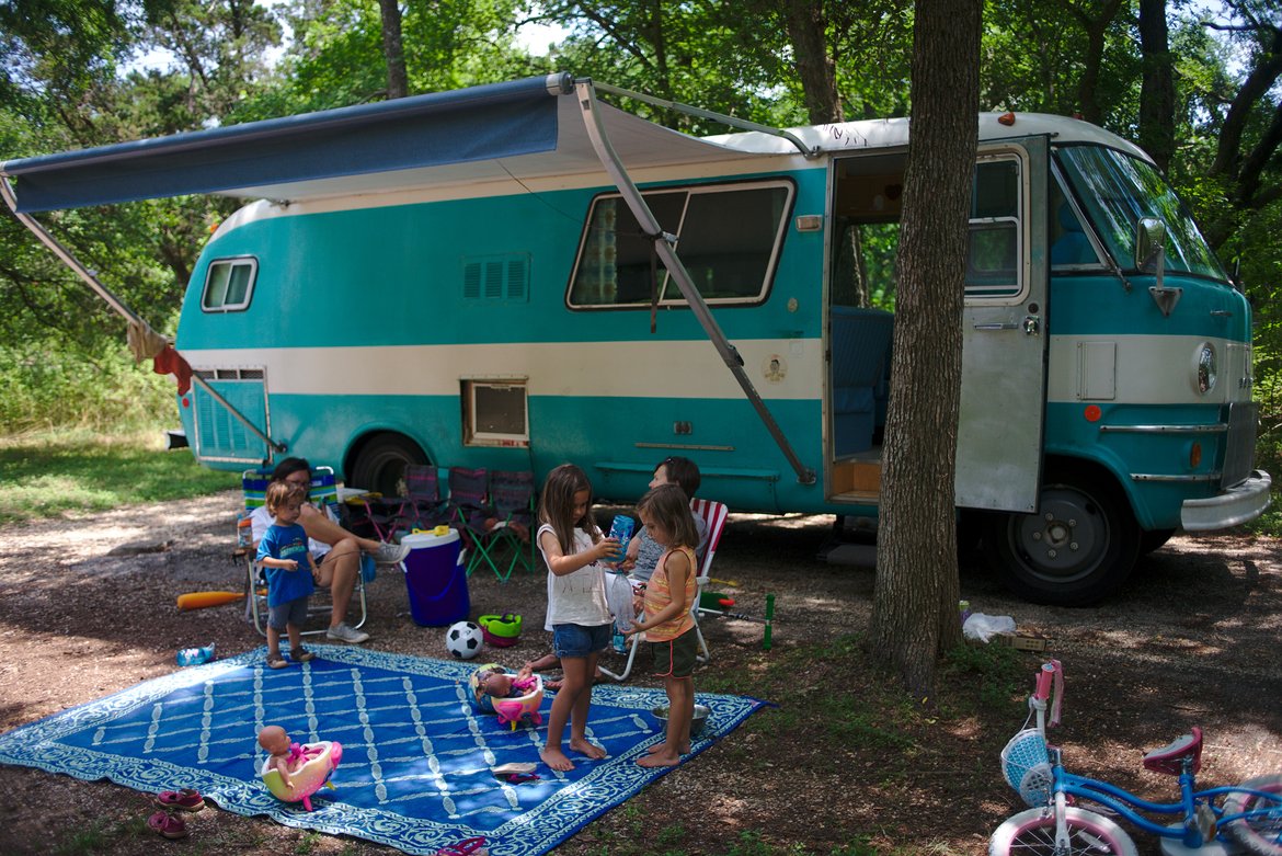 1969 dodge travco, mckinney falls campground photographed by luxagraf