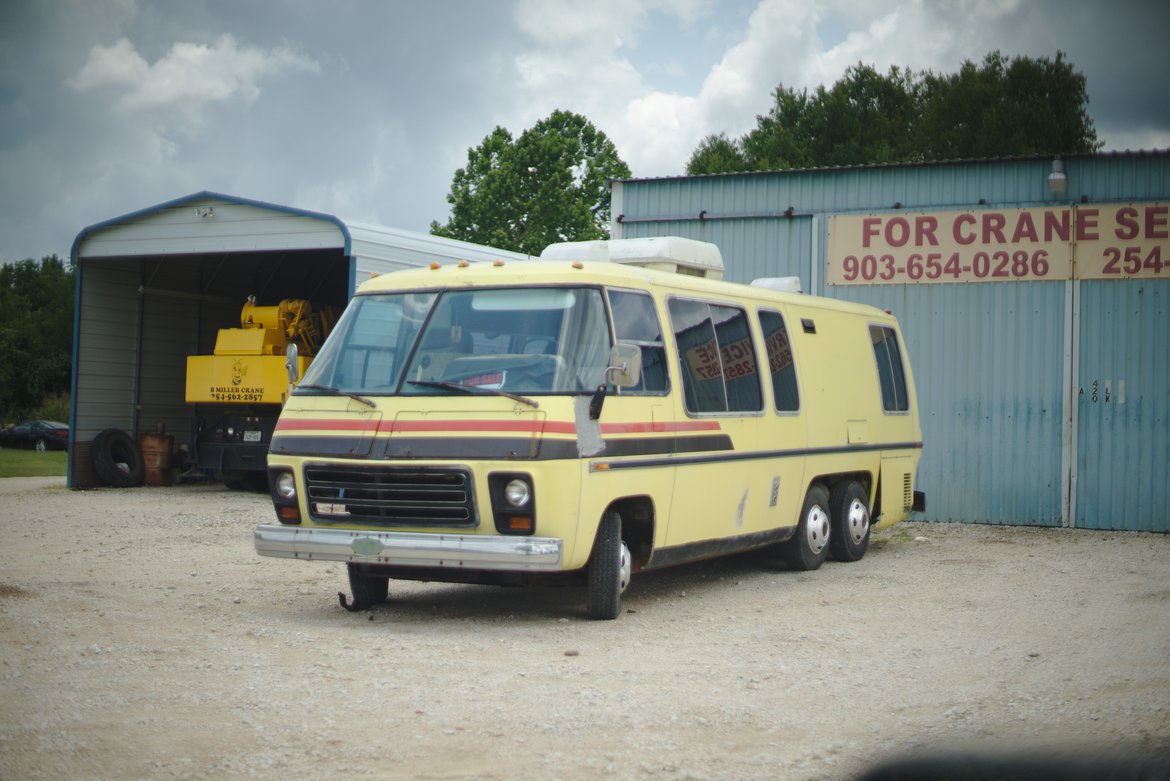 vintge GMC motorhome photographed by luxagraf