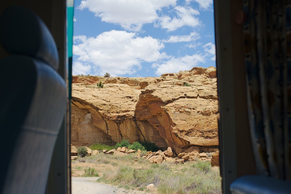 view from the bus, chaco canyon photographed by luxagraf