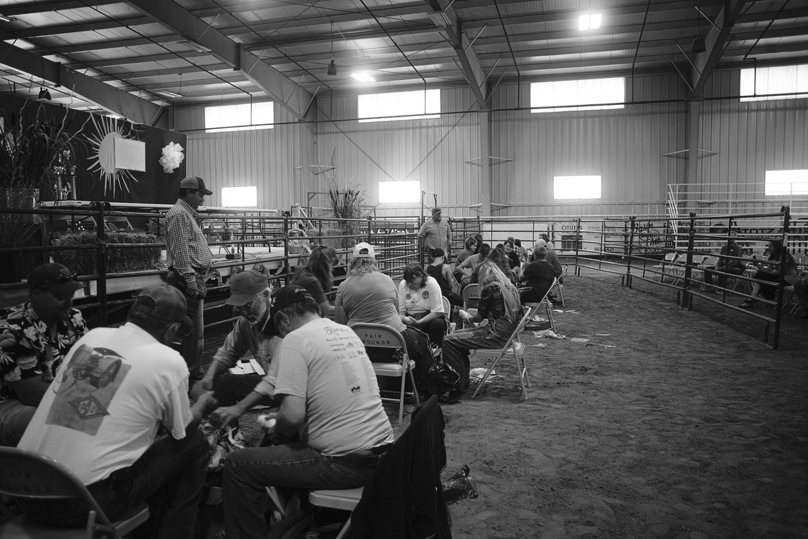 corn shucking contest photographed by luxagraf