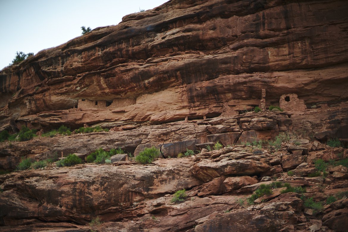 graineries high on the canyon wall photographed by Scott Gilbertson