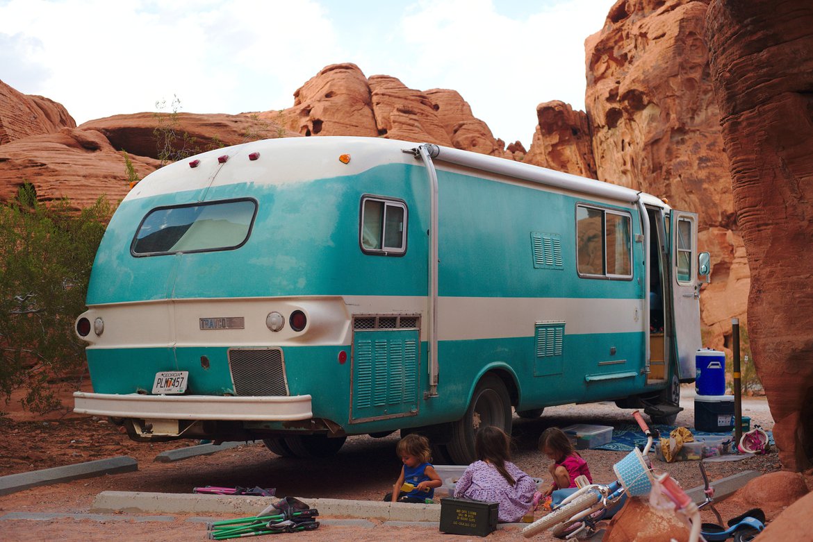 camp, valley of fire photographed by luxagraf