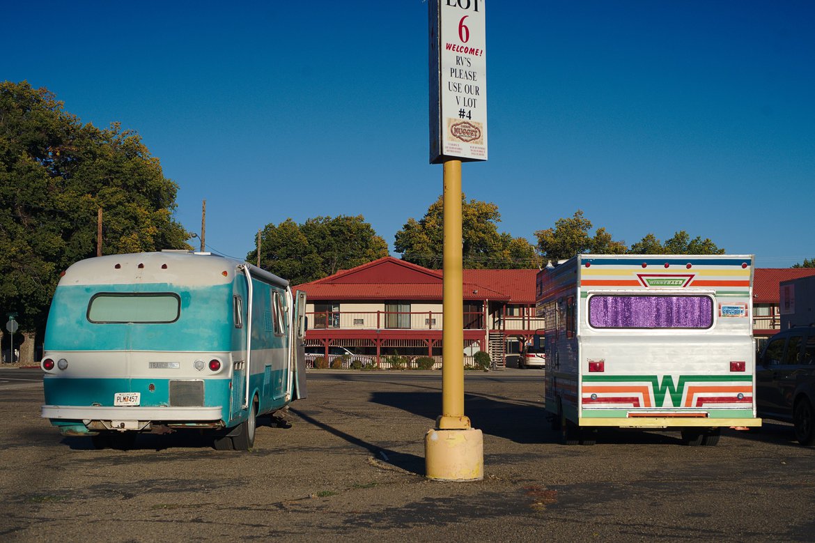 The Nugget Casino parking lot. photographed by luxagraf