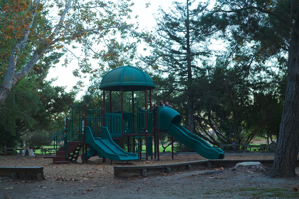 playing in campground photographed by luxagraf