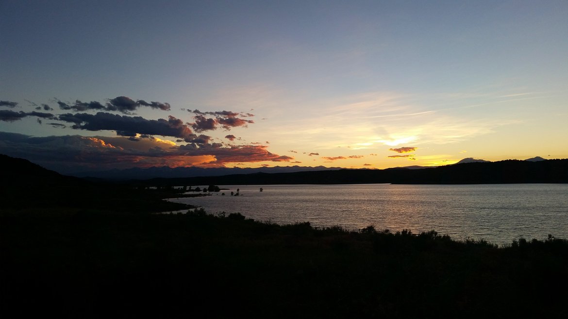 Sunset over the lake, trinidad, co photographed by luxagraf
