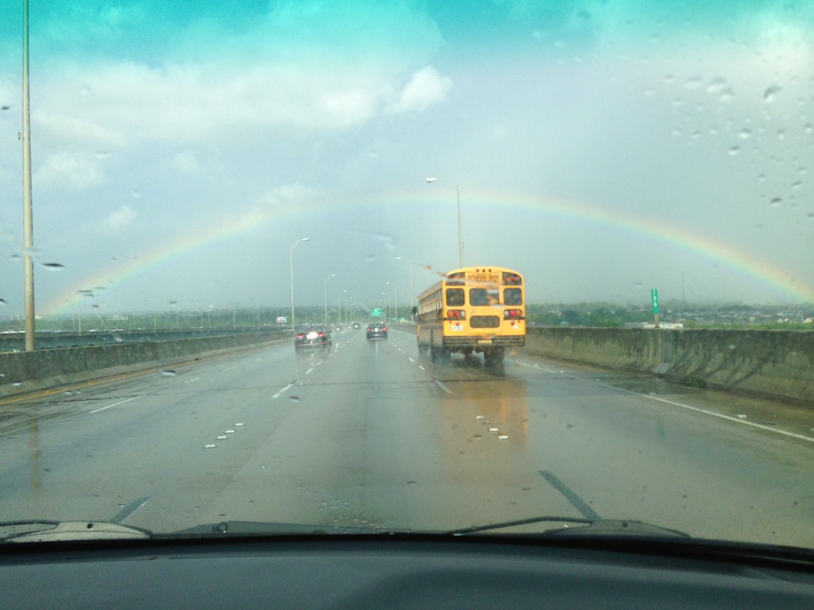 rainbow over the bridge, new orleans photographed by luxagraf