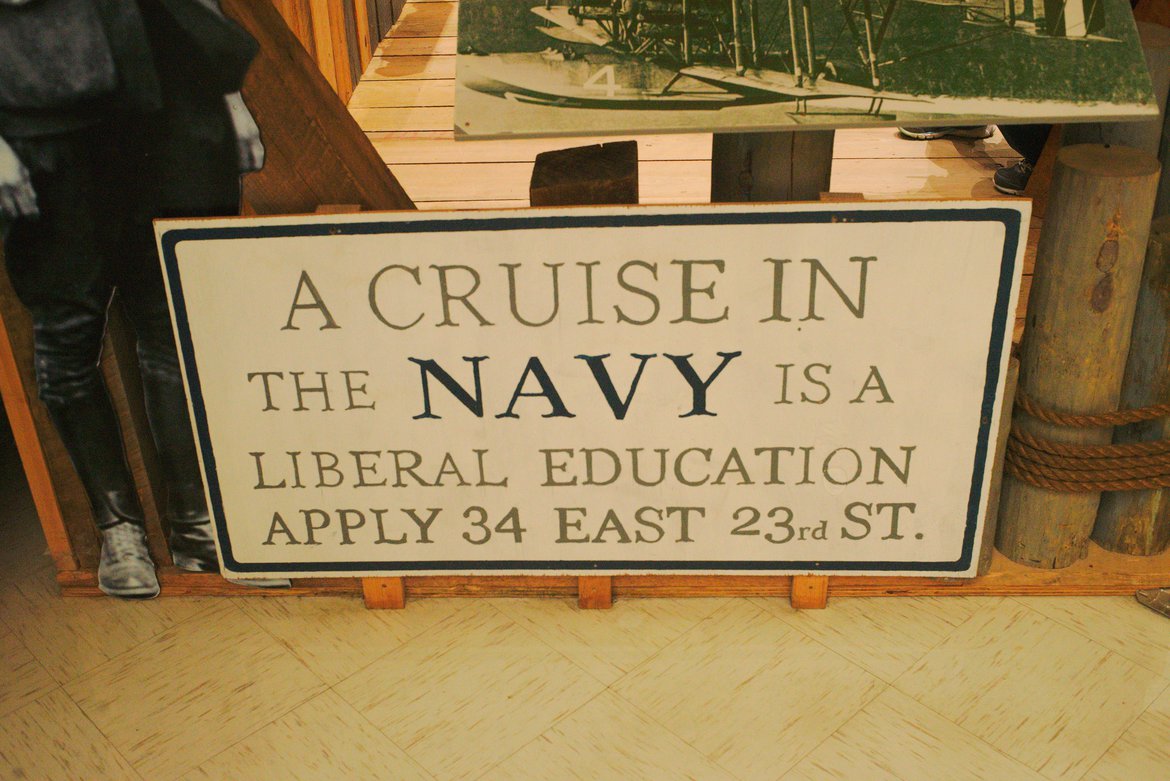 Navy recruitment sign, 1920s photographed by luxagraf