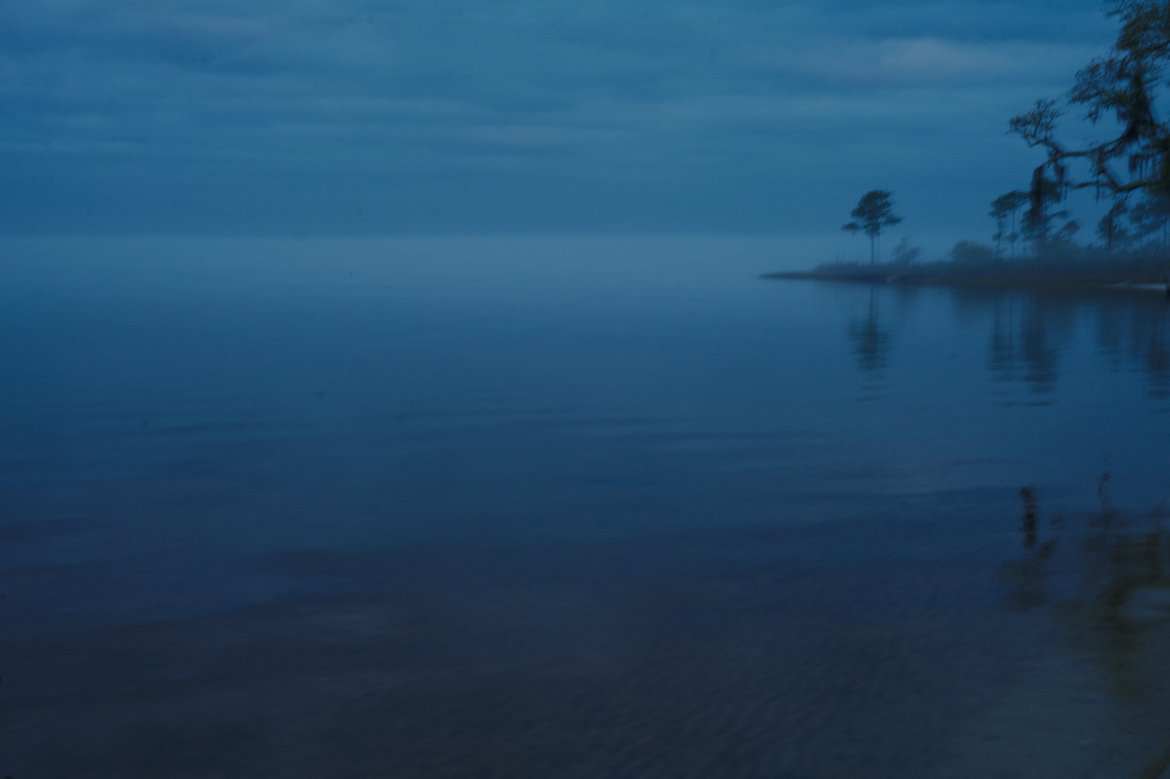 early morning fog, east bay, pensacola, FL photographed by luxagraf