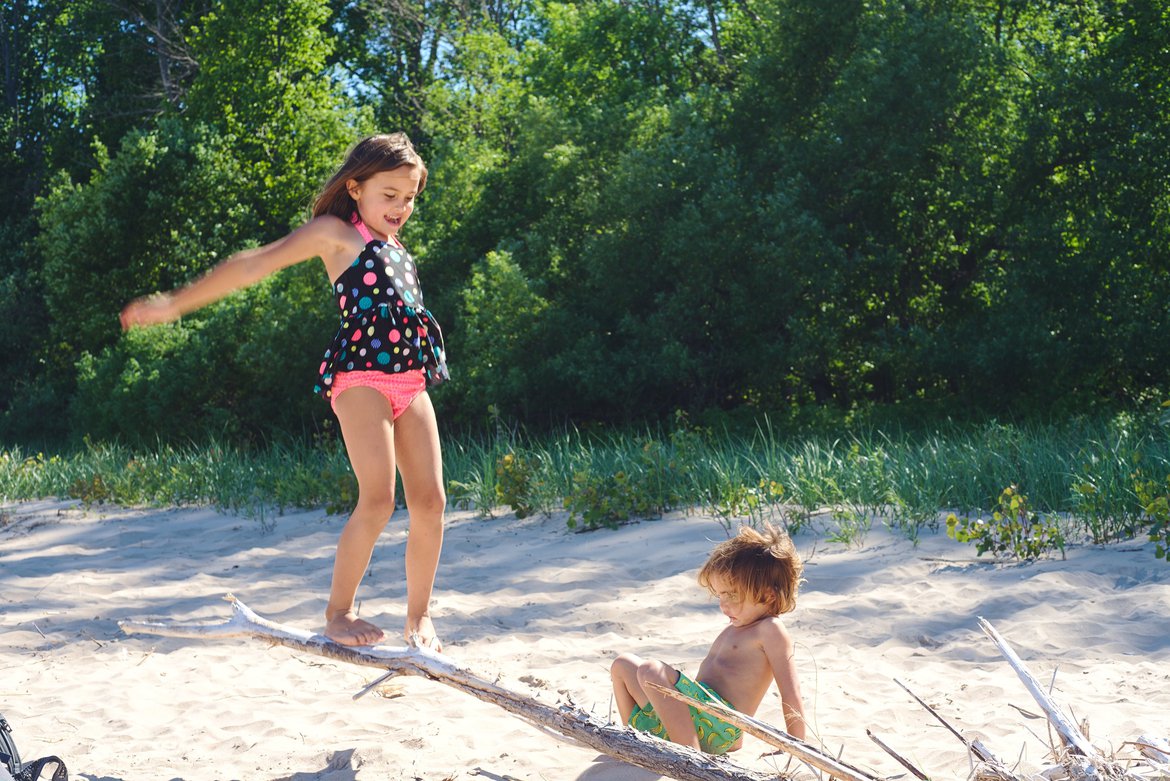 Playing at Lake Michigan, Harrington Beach State Park, WI photographed by luxagraf