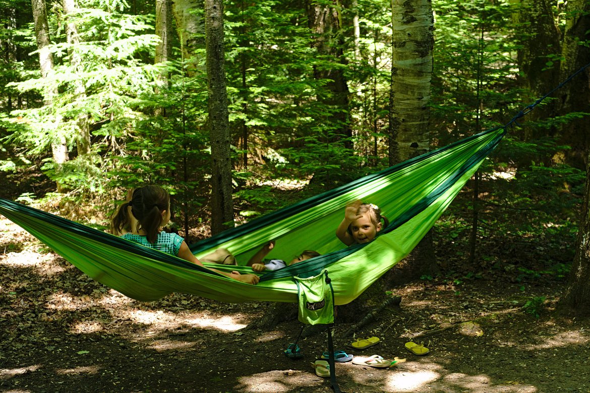 Laying in the hammock, Pictured Rocks National Lakeshore, MI photographed by luxagraf