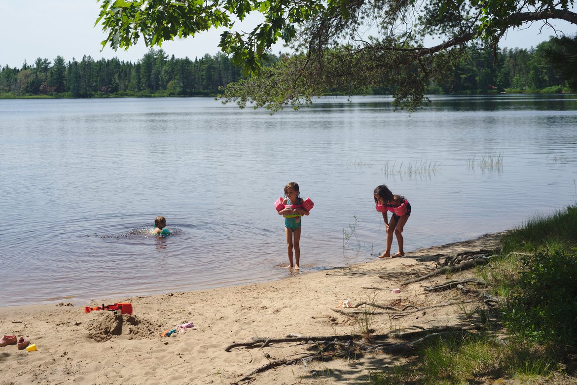 swimming at Andrus Lake, MI photographed by luxagraf