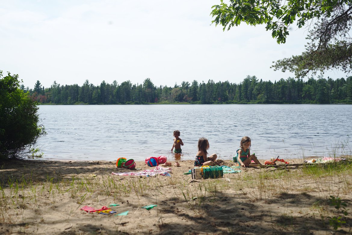 swimming at Andrus Lake, MI photographed by luxagraf