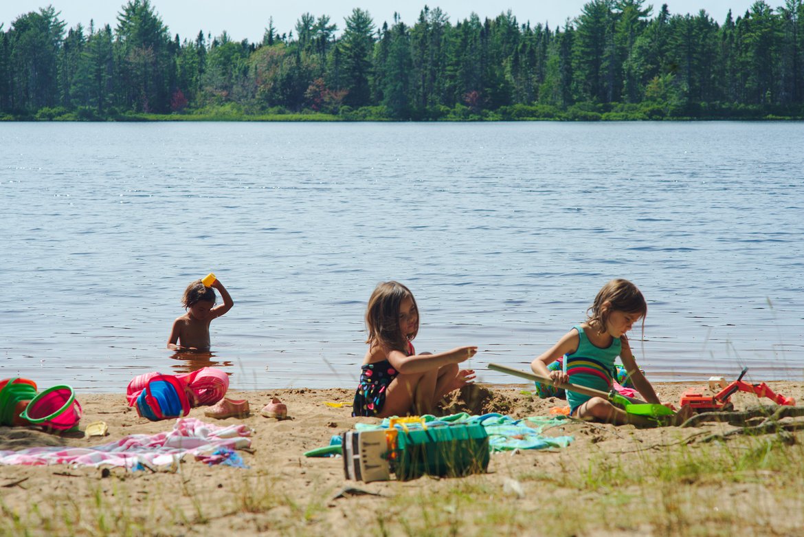 swimming at Andrus Lake, MI photographed by luxagraf