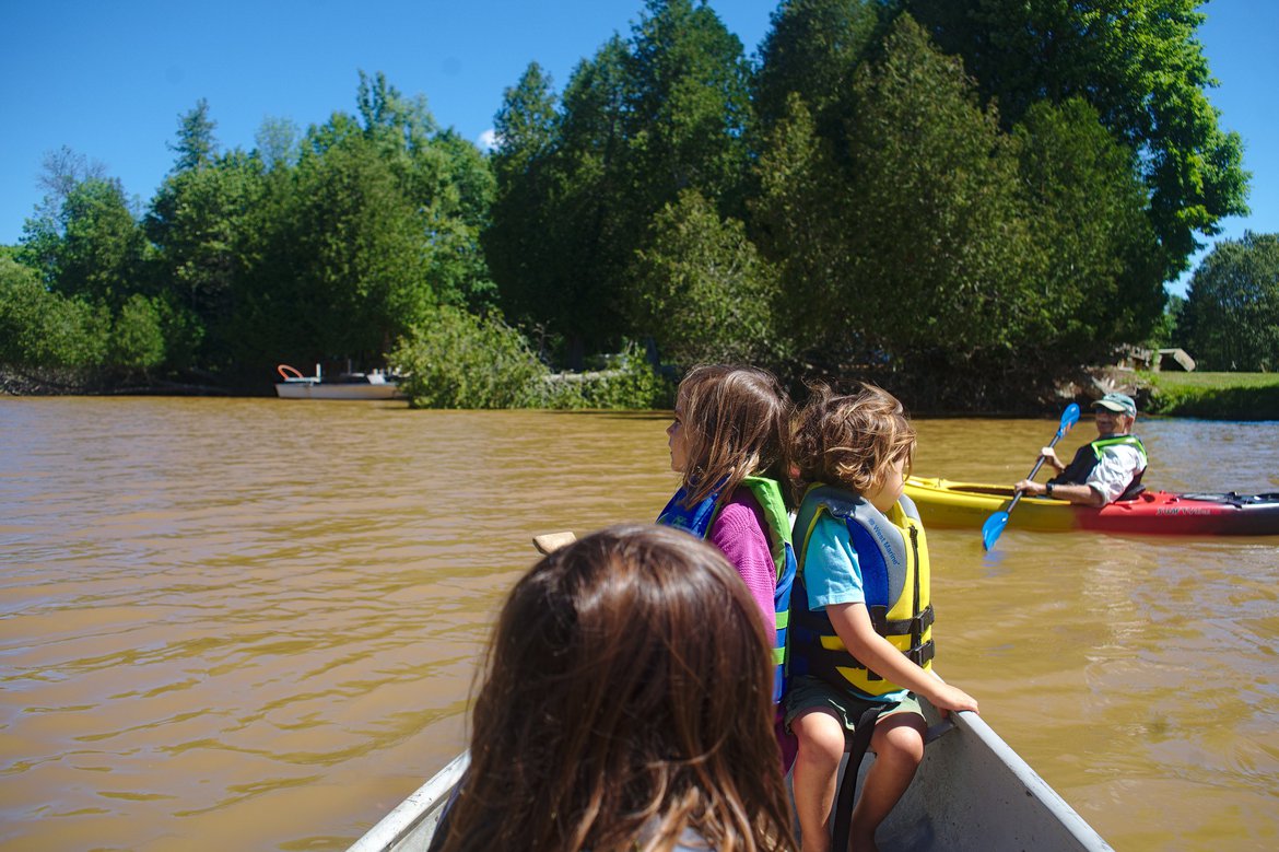 paddling canoes, pine river, MI photographed by luxagraf