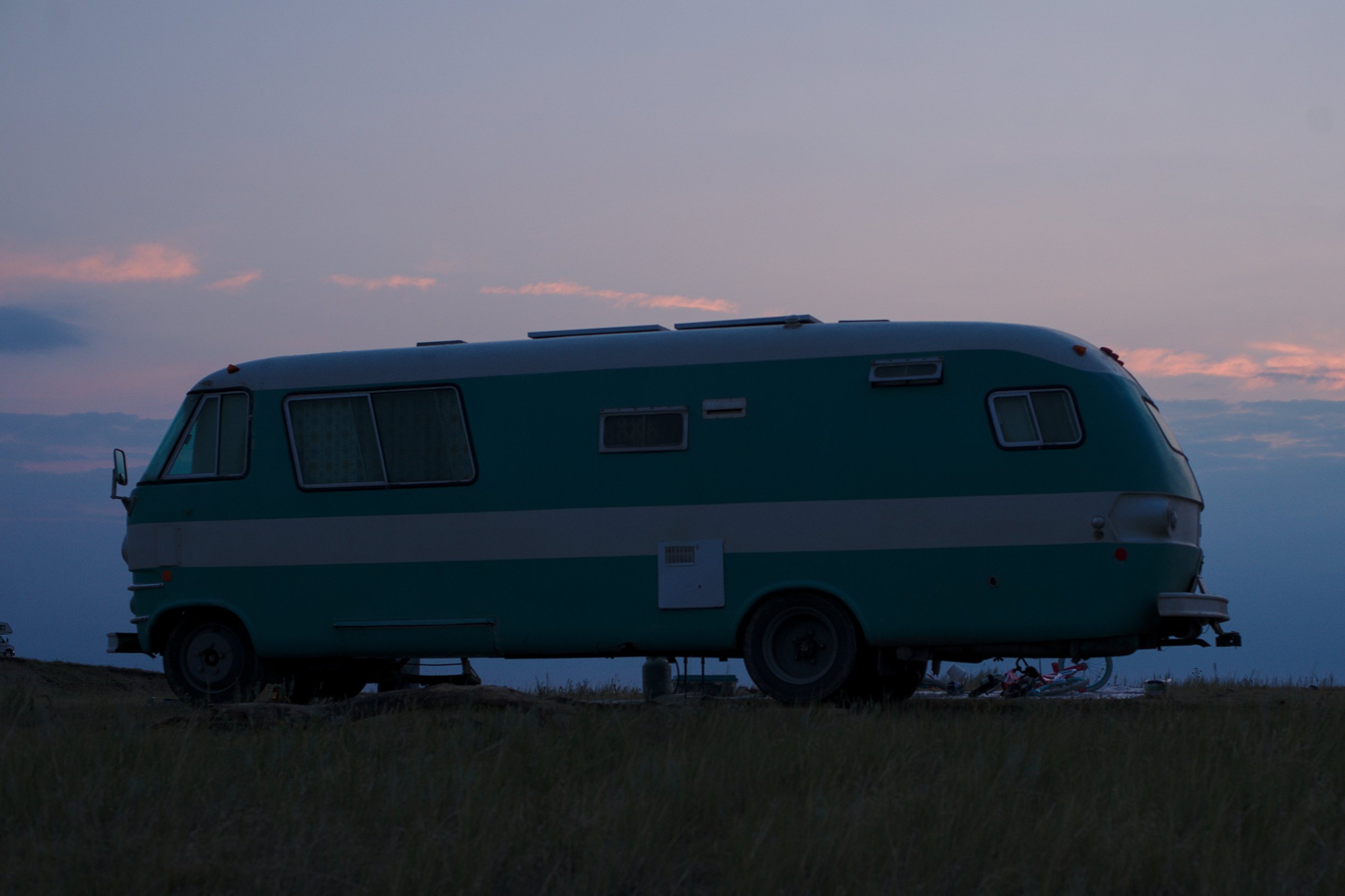 sunrise over the bus, buffalo gap national grasslands, wall, sd photographed by luxagraf
