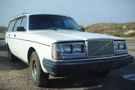 1983 Volvo 240 wagon, white photographed by luxagraf
