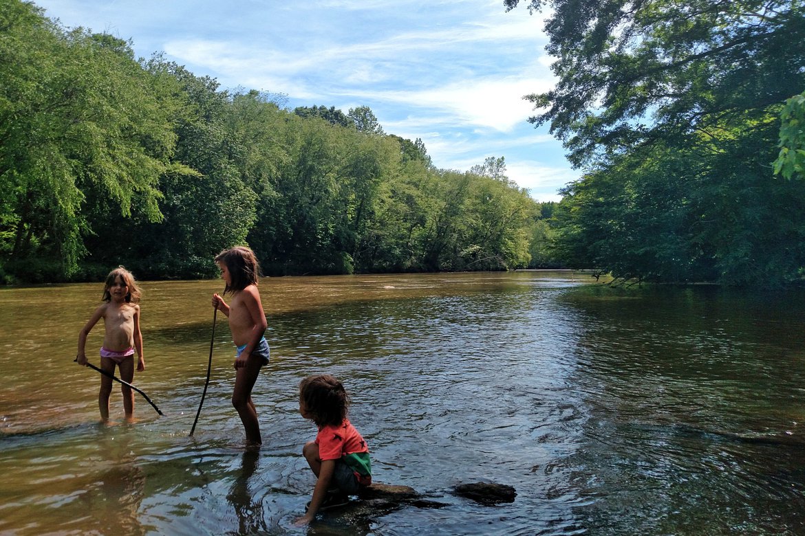 Playing in the river, Athens, GA photographed by luxagraf