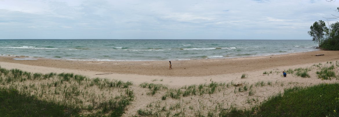 Lake Michigan Panorama, Harringtion State Park photographed by luxagraf