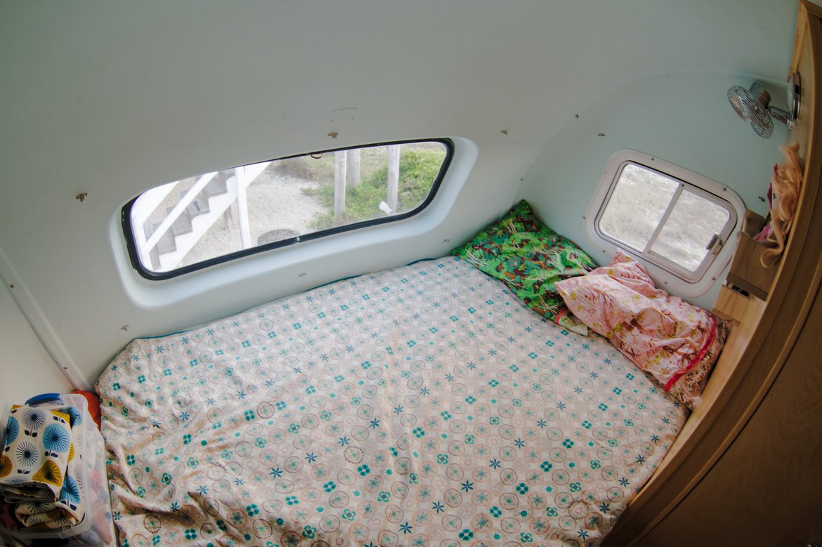 rear bed 1969 dodge travco motorhome photographed by luxagraf