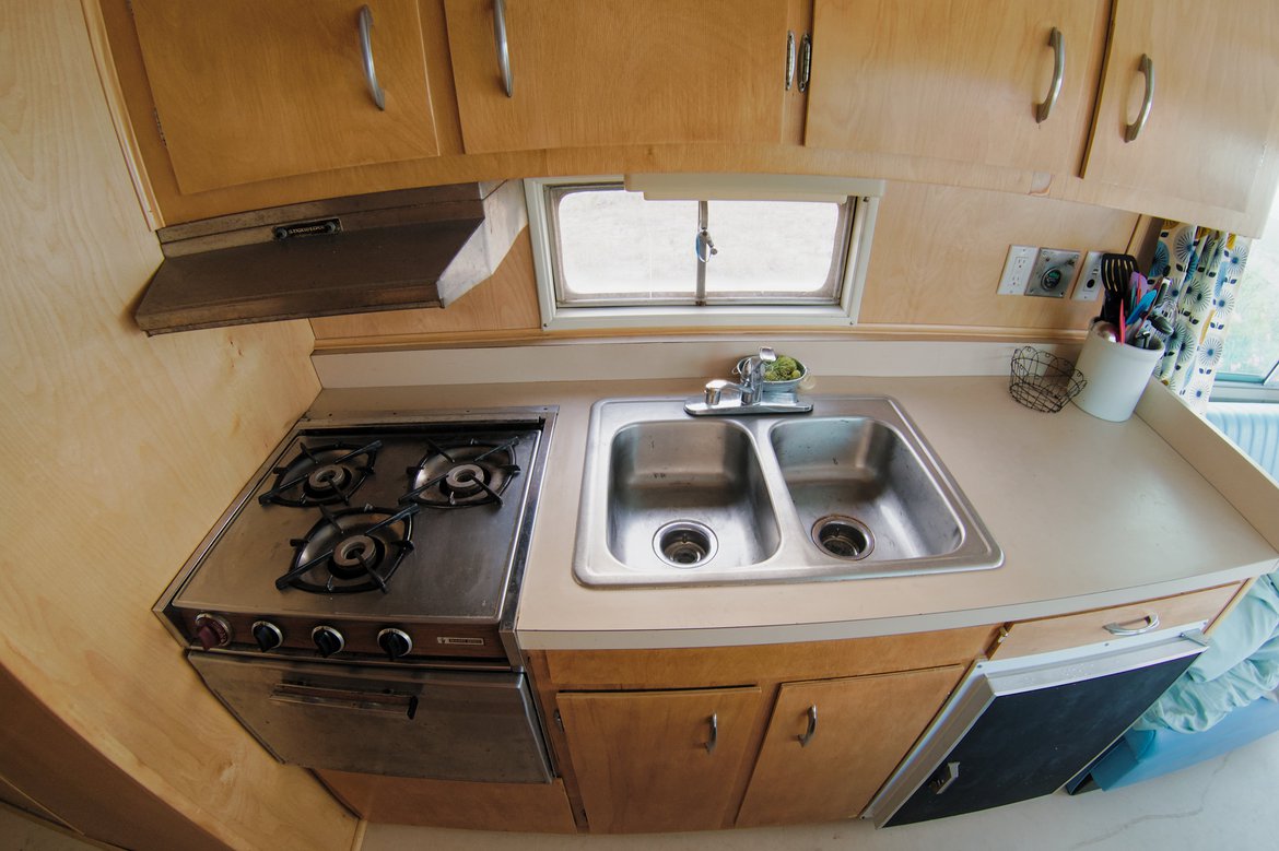 kitchen 1969 dodge travco motorhome photographed by luxagraf