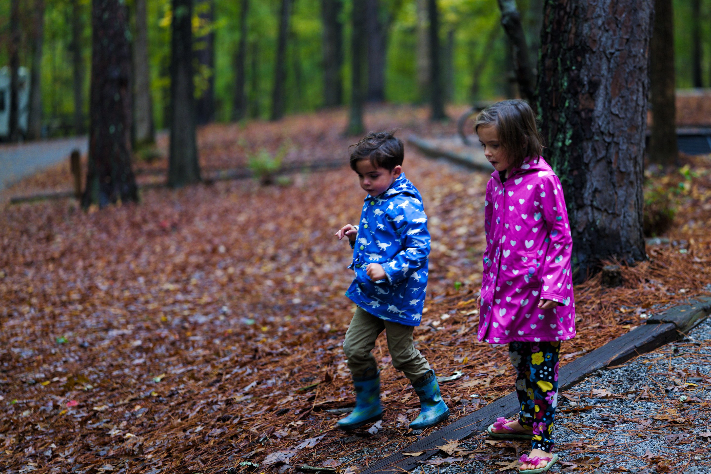 hiking in the rain, watson mill state park photographed by luxagraf