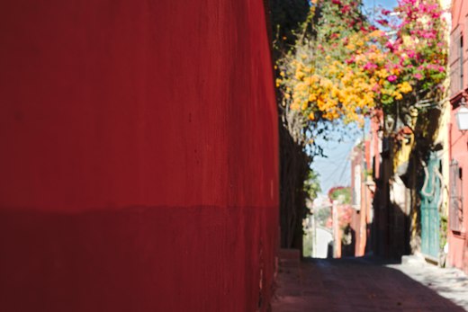 red and pink walls, San miguel de Allende photographed by luxagraf