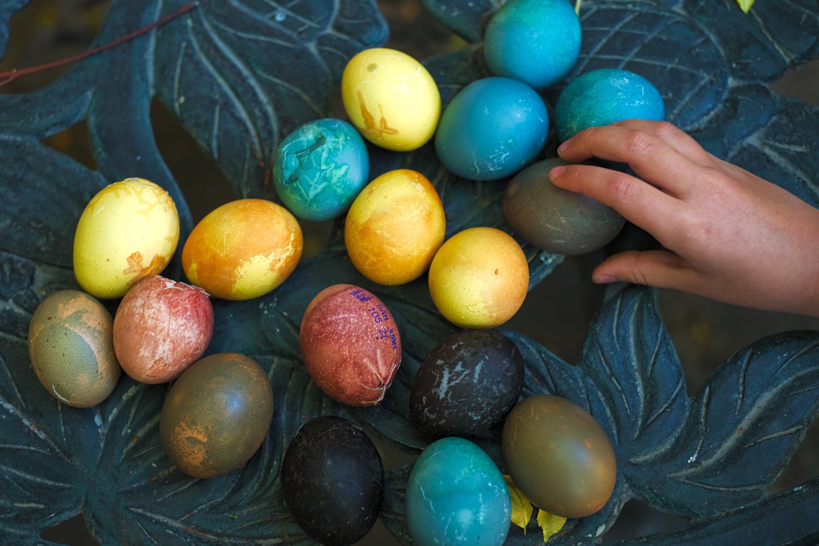colored eggs, semama santa photographed by luxagraf