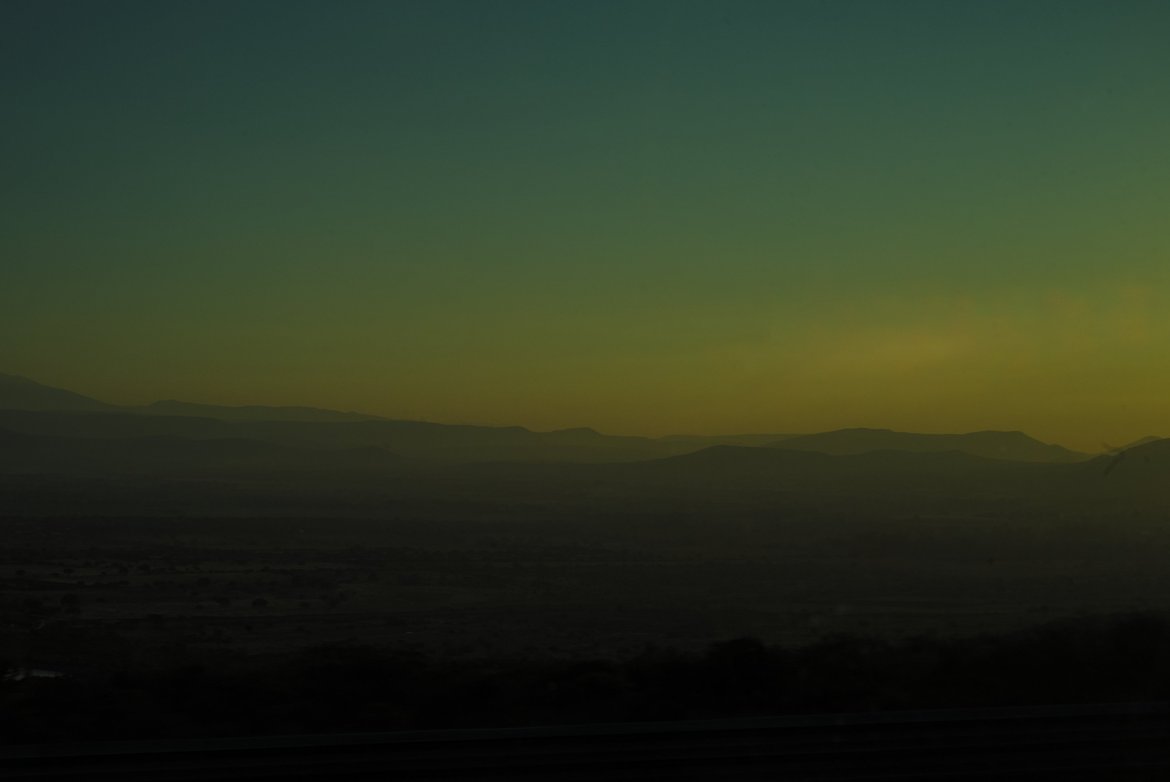 Yellow green dawn, road to Mexico City photographed by luxagraf