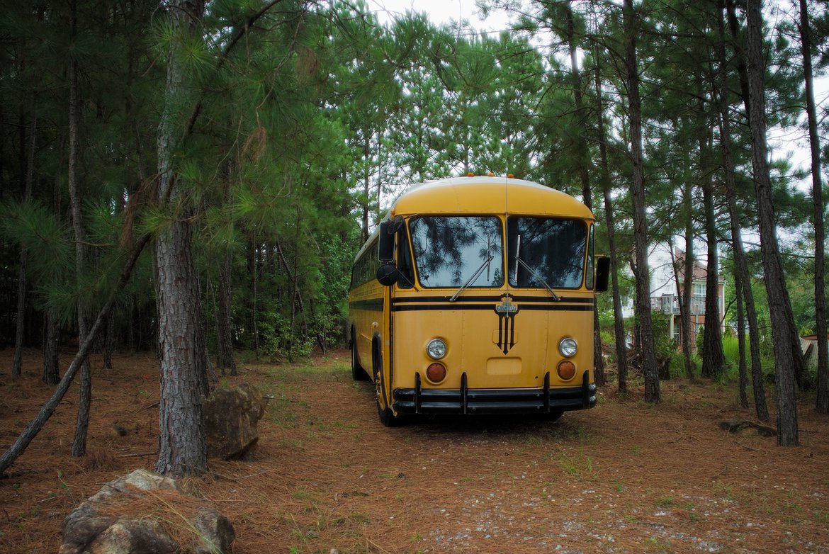1970s Crown School Bus photographed by luxagraf