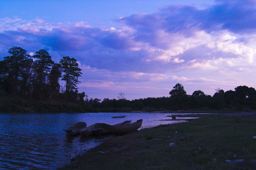 Sunset over the river, near Attapeu Laos photographed by luxagraf