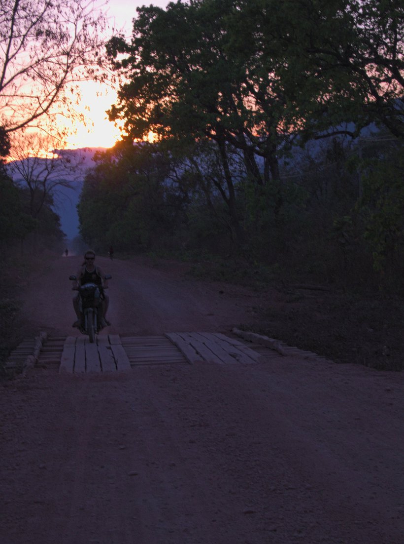 riding in the sunset, laos photographed by luxagraf