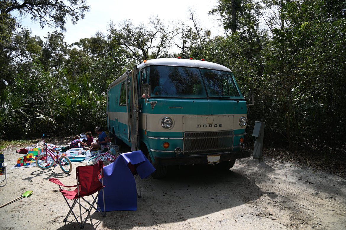 dodge travco at edisto state beach campground photographed by luxagraf