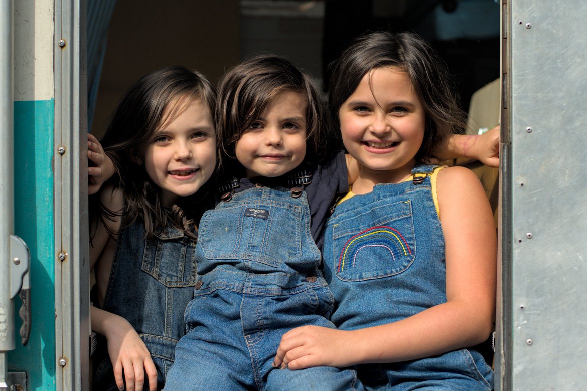 kids in overalls by Scott Gilbertson