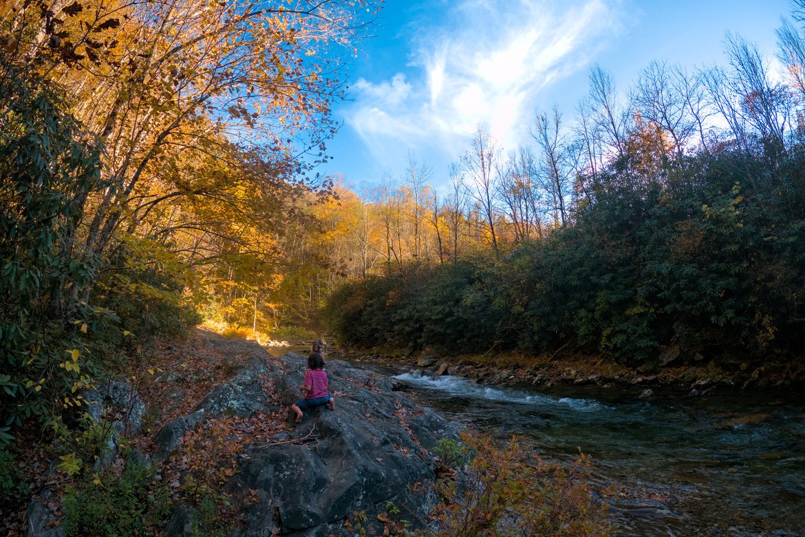 Playing beside the river photographed by Scott Gilbertson