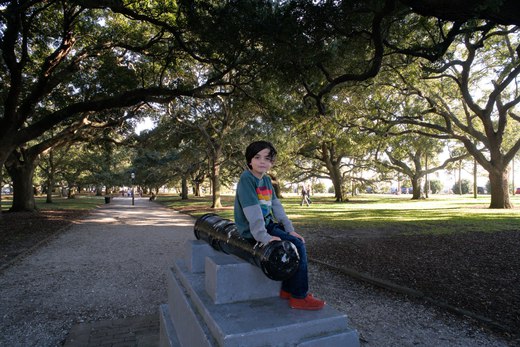Sitting on a cannon in battery park. charleston, sc photographed by luxagraf