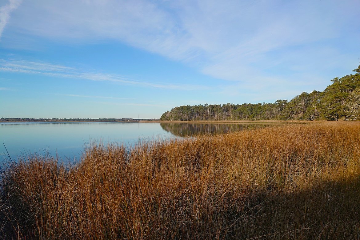 the bay behind our campsite, oyster point campground, nc photographed by luxagraf