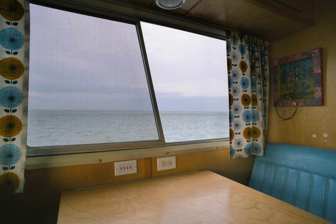 The ocean out the window of the bus. photographed by Scott Gilbertson