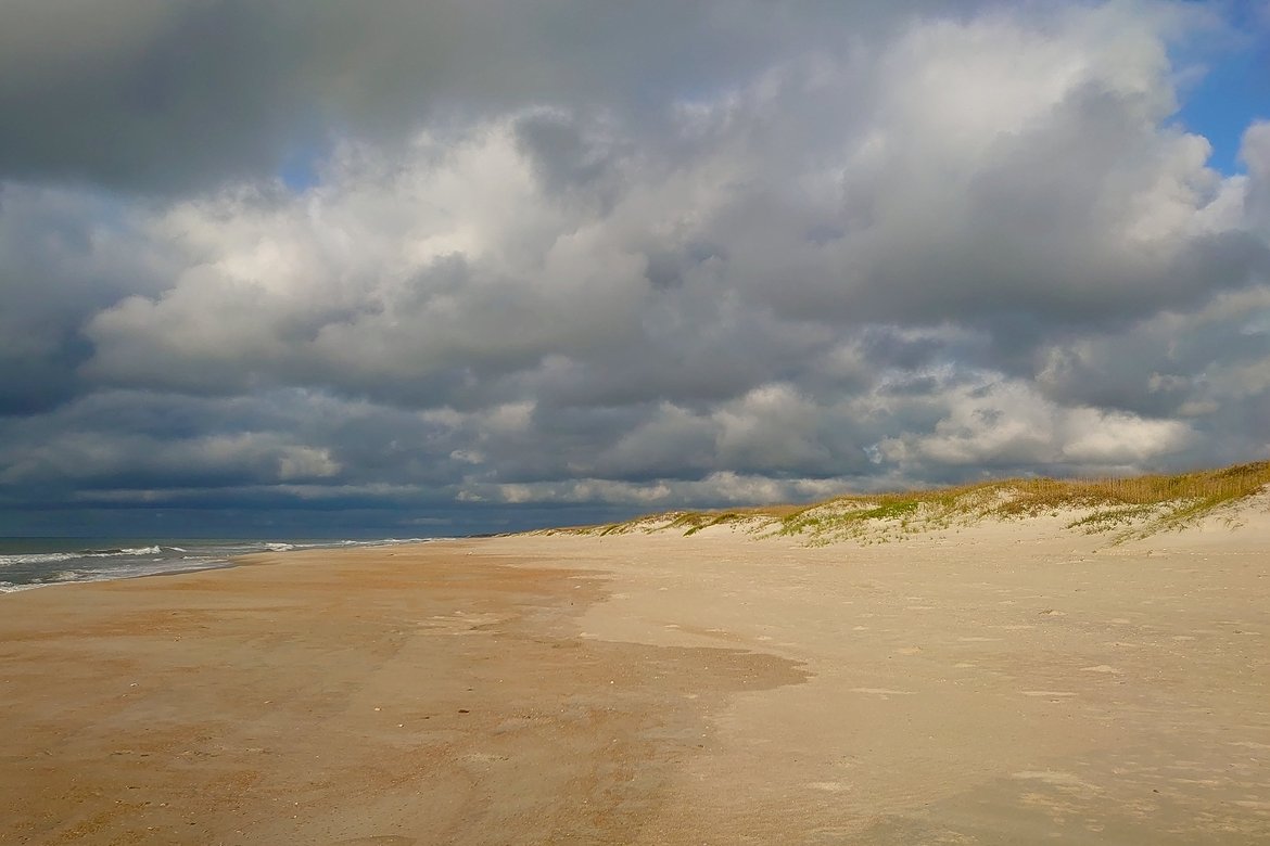storm clouds on the beach, ocracoke island, nc photographed by luxagraf