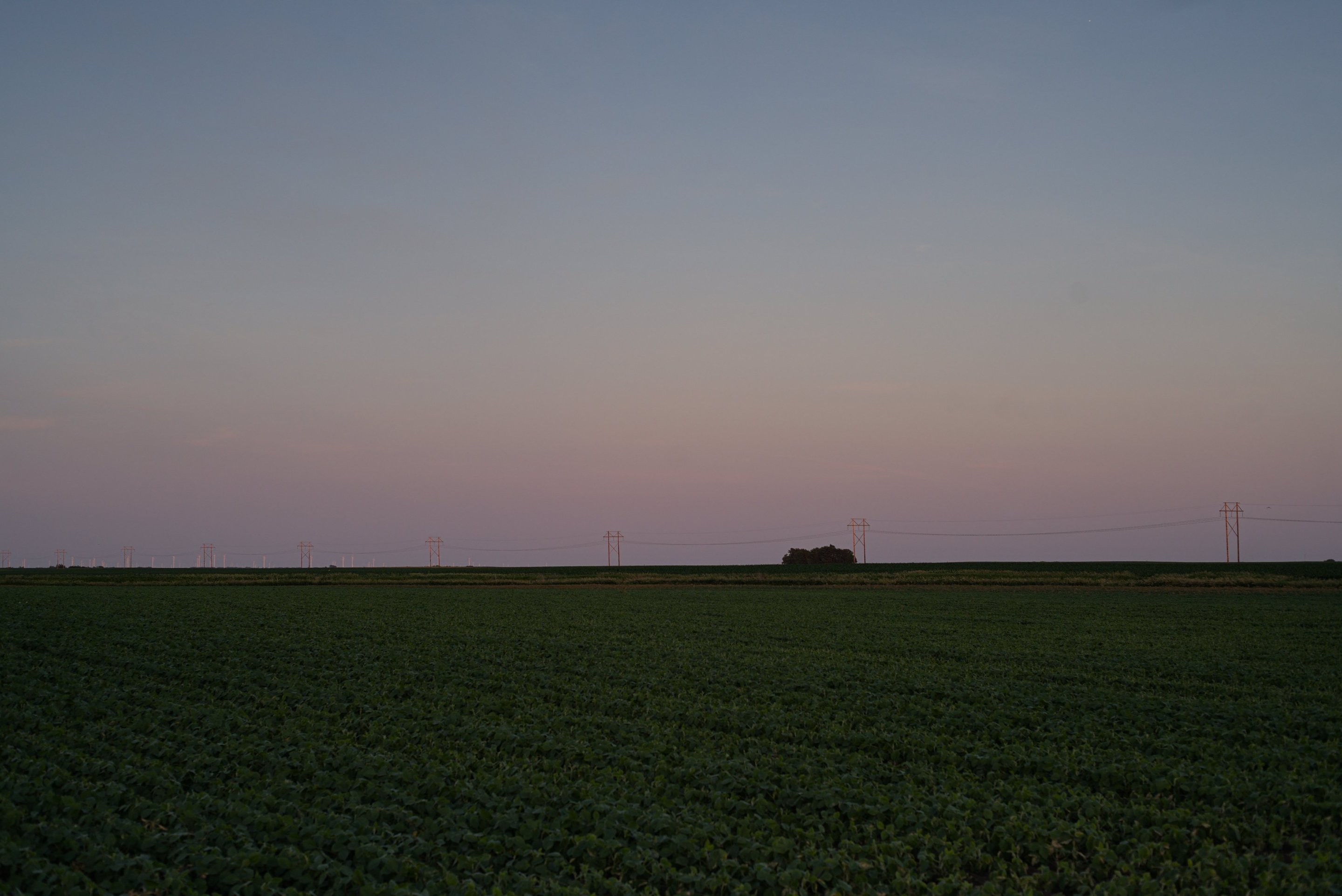farmland at sunset, central illinois photographed by luxagraf