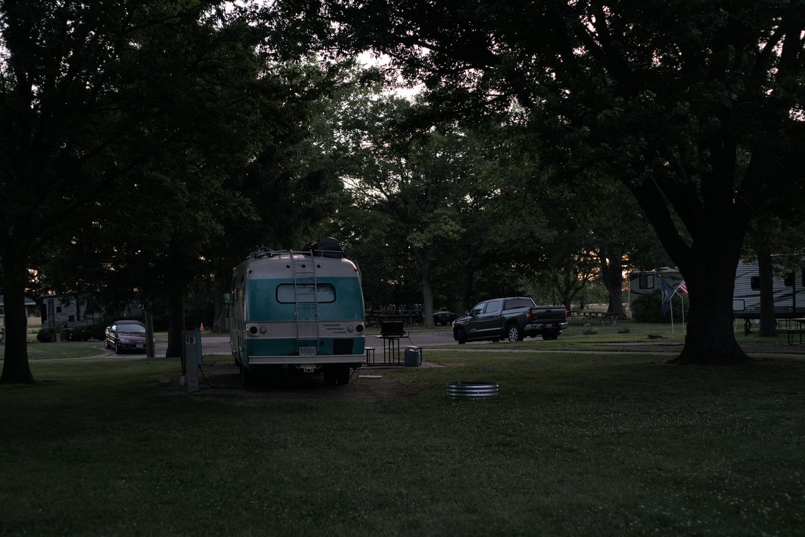 The bus in a campground, central illinois photographed by luxagraf